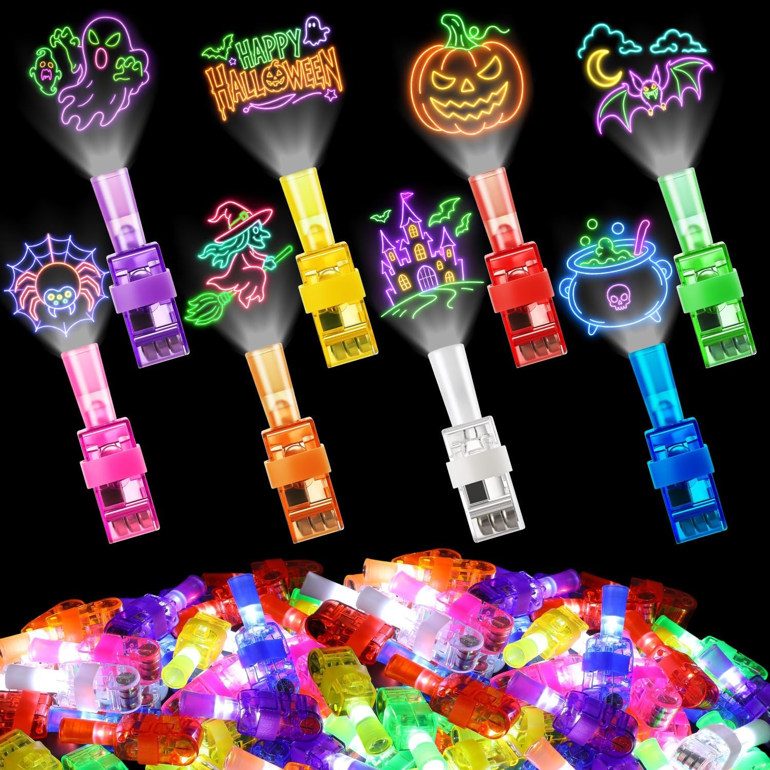 Glow In The Dark Party Glasses - ไฟนิ้ว LED สำหรับฮาโลวีน 4/40 ชิ้น ของตกแต่งปาร์ตี้เรืองแสงในที่มืด