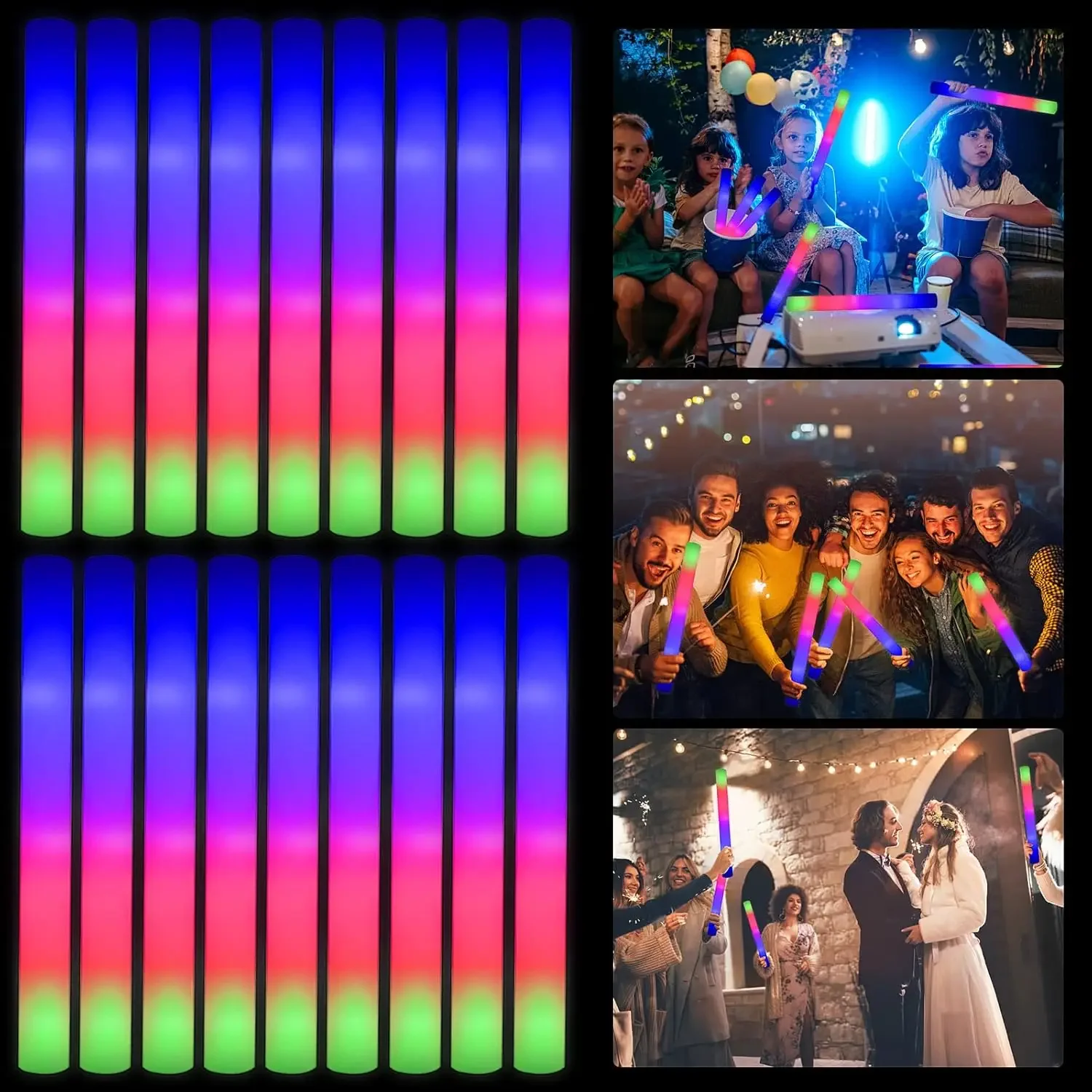 แท่งไฟ LED โฟม 2Z-50PCS สำหรับ - Flashing Led Foam Sticks Party บทวิจารณ์และราคา